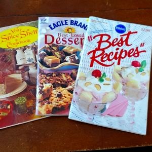 3 vintage mini cookbooks recipes Pillsbury eagle brand spice shelf